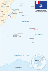  Map of the French Southern and Antarctic Territories with flag
