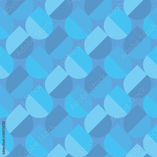 Simple geometric blue raindrop seamless pattern