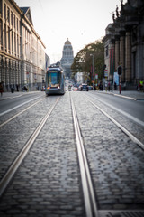 Naklejka na meble Tram in a street in Brussels, Belgium