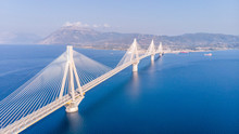 Panoramic Shots Of The Beautiful Rio-Antirio Bridge In Greece.