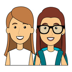 Canvas Print - young girls friends avatars characters