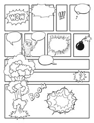 Sticker - Blank Comic Book, Mock up with empty speech bubbles