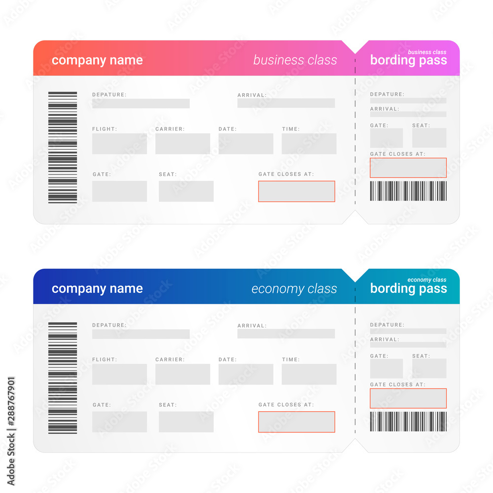 Pass Layout Flat template layout for boarding pass with details and information ...