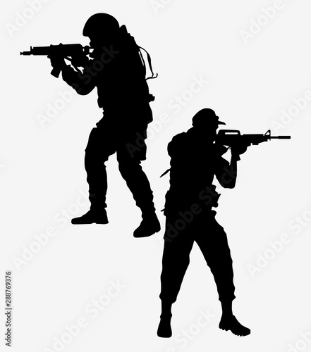Cuadros en Lienzo vector silhouettes of soldiers