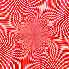 Poster - Red psychedelic geometrcial swirl stripe background - vector curved ray burst design