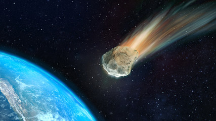 3d illustration asteroid towards to the earth d