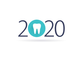 happy new year 2020. 2020 with tooth sign