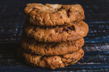 Wall Mural - Close up group of cookies on a wooden table