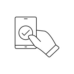 Poster - Hand check smartphone icon. Element of user experience icon
