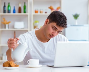 Canvas Print - Freelancer falling asleep after long night