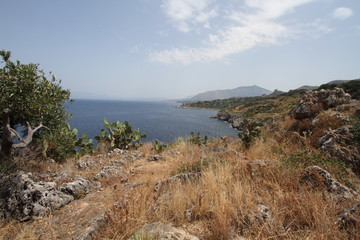 Castellammare del Golfo, San Vito Lo Capo - June 30th 2016: The Zingaro Nature Reserve, an Italian protected natural area managed by the Regional State Forestry Company of the Sicilian Region