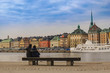 © Noppasinw - Stockholm Sweden, city skyline at Gamla Stan and Slussen with love couple