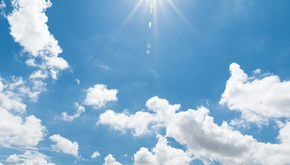 Wall Mural - clear blue sky with white cloud background. clearing day and good weather in the morning.