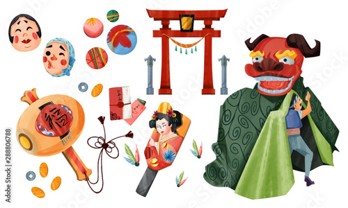 日本の正月縁起物素材12 Stock Vector Adobe Stock