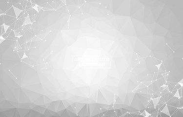 Wall Mural - Abstract White Polygonal Space Dark Background with Connecting Dots and Lines , Futuristic Design.