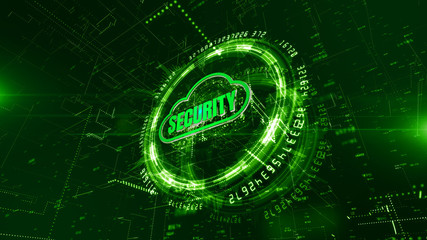 Poster - Technology Network and Data Connection, Secure Data Network Digital Cloud Computing, Cyber Security Concept
