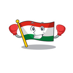 Sticker - Boxing flag hungary mascot shaped on cartoon