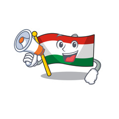 Poster - With megaphone flag hungary mascot shaped on cartoon