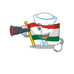 Sticker - Sailor with binocular flag hungary isolated with the cartoon