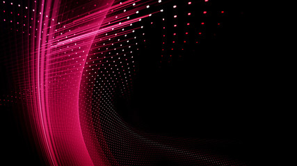 Abstract background element. Fractal graphics series. Three-dimensional composition of dynamic curves and mosaic halftone effects. Wide format high resolution image. 3d illustration.