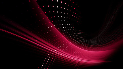 Poster - Abstract background element. Fractal graphics series. Three-dimensional composition of dynamic curves and mosaic halftone effects. Wide format high resolution image. 3d illustration.