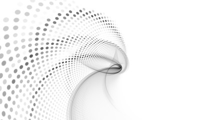 Poster - Abstract background element. Fractal graphics series. Three-dimensional composition of dynamic curves and mosaic halftone effects. Wide format high resolution image. 3d illustration.