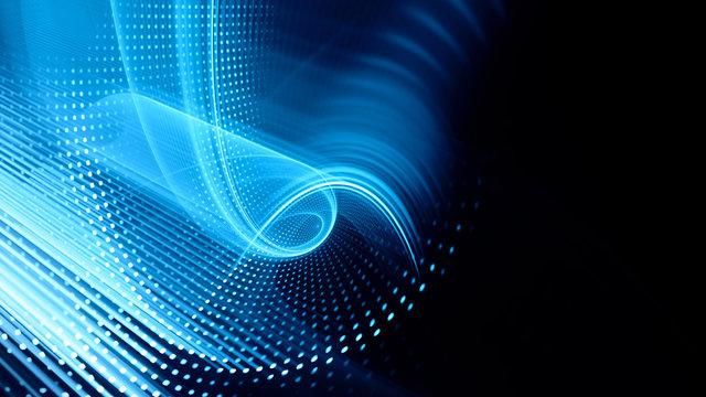 Abstract background element. Fractal graphics series. Three-dimensional composition of dynamic curves and mosaic halftone effects. Wide format high resolution image. 3d illustration.