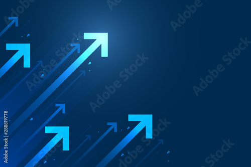 Cuadros en Lienzo Up arrows on blue background illustration, copy space composition, business growth concept