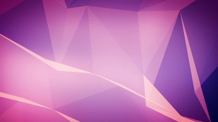 Poster - Seamless loop of 3d rendering background with triangles connected. Spin animation in violet and pink and purple colors.
