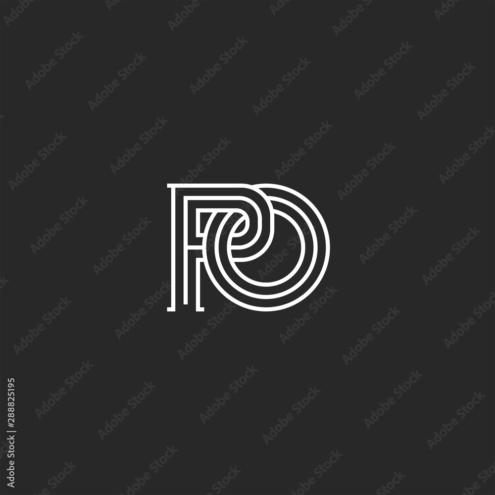 Overlapping of two letters P and O creative linear monogram PO initials ...