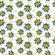 © Надежда Аксенова - Hand drawn Vector Seamless pattern. Bright flowers, sunflowers on white background. Scandinavian minimalist style