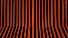 Halloween Stripe Room Brush Stroke Black Stripes Isolated On Orange Wall Background. Simple Shadow Space For Holidays.