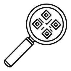 Poster - Magnify glass qr code icon. Outline magnify glass qr code vector icon for web design isolated on white background
