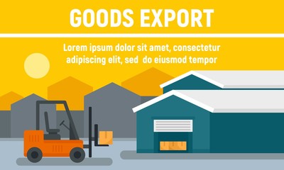 Canvas Print - Warehouse goods export concept banner. Flat illustration of warehouse goods export vector concept banner for web design