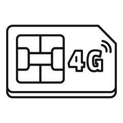 Poster - 4g sim card icon. Outline 4g sim card vector icon for web design isolated on white background