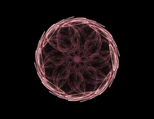 Poster - Abstract fractal color background with crossing circles and oval. Motion illustration.