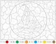 © fir4ik - Cartoon yacht. Addition and subtraction tasks. Color by number educational game