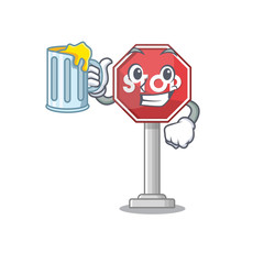 Sticker - With juice sign stop with the mascot shape