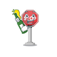 Poster - With beer sign stop isolated with the cartoon