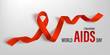 Red ribbon of the world aids day vector banner
