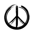 Black peace symbol created in grunge style