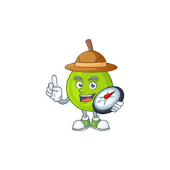 Poster - Explorer guava fruit ripe mascot cartoon style.