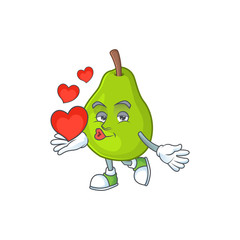 Sticker - With heart guava fruit ripe mascot cartoon style.