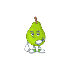 Wall Mural - Waiting green guava cartoon character for dessert healthy