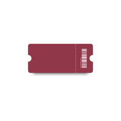 Wall Mural - realistic ticket with shadow. ticket red isolated on white background. blank ticket. coupon with sha