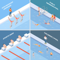 Canvas Print - Public Swimming Pool Isometric Concept