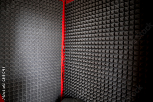 close up Sound Absorption, noise reduction texture in recorder room ,with light flare.