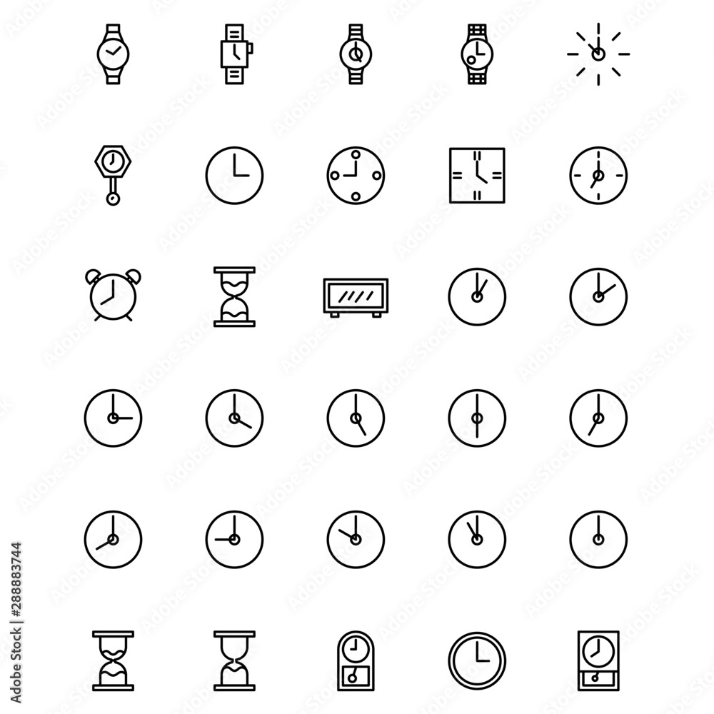 Script With Clock Icon Clock and Time icon set vector image Stock Vector | Adobe Stock