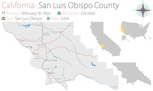 Large And Detailed Map Of San Luis Obispo County In California, USA