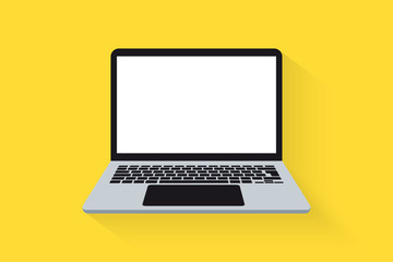 Poster - Laptop front view. Vector Laptop flat illustration. Computer. laptop computer with empty screen, blank copy space on computer.